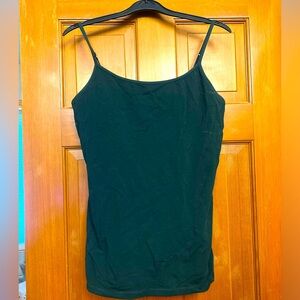 EXPRESS Camisole with Built-in Bra, L, Forest Green, Gently Worn